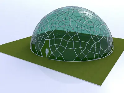 Geodesic Dome like structure with glass panels 3D model