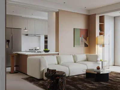 Modern living room dining room interior scenes 116 3D model