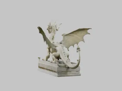 Stone Dragon Statue - Fantasy Garden Decor 3D Model Low-poly 3D model