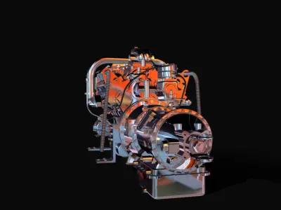 Motor diesel Detroit Low-poly 3D model