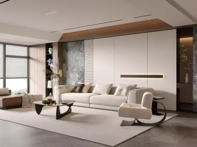 Modern living room 3D model 3D model