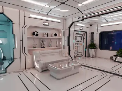 SciFi Apartment Room Low-poly 3D model