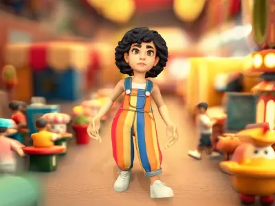 Colorful Overalls Character model pack Low-poly 3D model