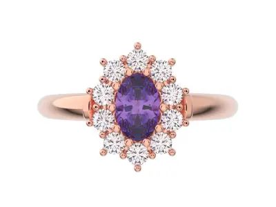 Engagement oval diamond ring 3D print model