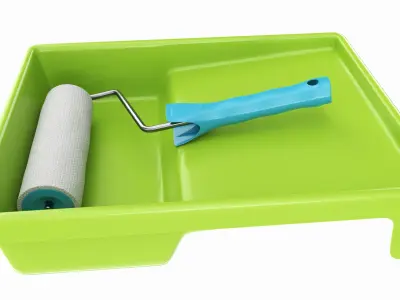 Paint roller with tray 02 3D model