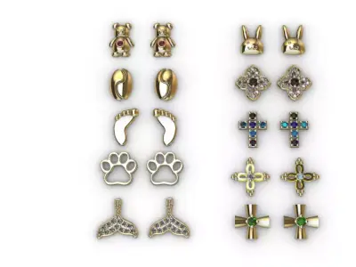 Aretes -Topitos para dama paquete de 10 -v- 3D print model