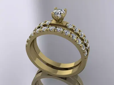 Elegant Diamond Ring Jewelry Gold 3D print model get