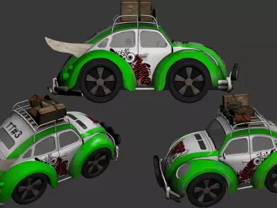 cartoon car vehicle 3d game ready model Low-poly 3D model-004 Low-poly 3D model