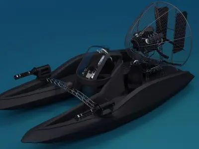 Futuristic Military Airboat 3D model