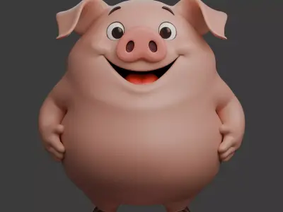 Pig Cartoon 3D model