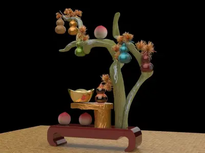 chinese gourd tree  3D model