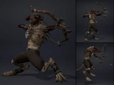 Ghost Archer Damaged Low-poly 3D model