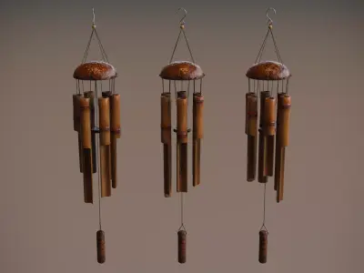 Bamboo Wind Chimes Low-poly 3D model