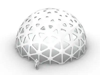 Geodesic Dome with Dynamic Perforations and glass panels 3D model