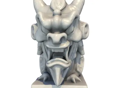 6 Models - Japanese Oni Creature Head Bust Sculpture 3D Model Collection