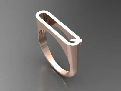 alphabet ring letter Q 3D print model