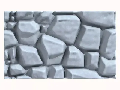 Uncut Cobblestone Wall Geometry 3D model