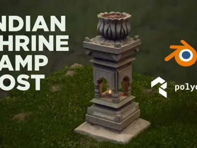 Indian Shrine Lamp Post 3D model