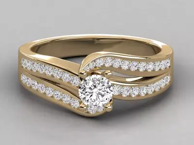 Split Shank Solitaire Swirl Engagement Ring 3D print model