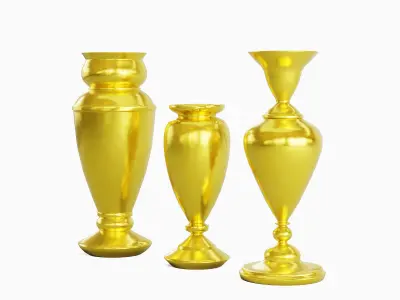 Antique Golden Vases 02 Low-poly 3D model