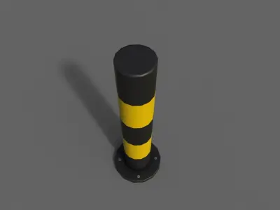 PBR Bollard BlackYellow Low-poly 3D model