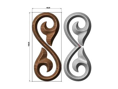 Floral scroll decoration element relief 3D print model