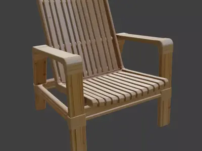 Natural Wood Slat Armchair 3D model