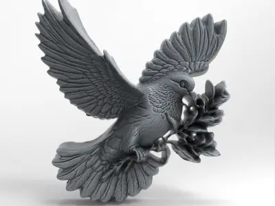 white dove with olive branch cnc  3D print model