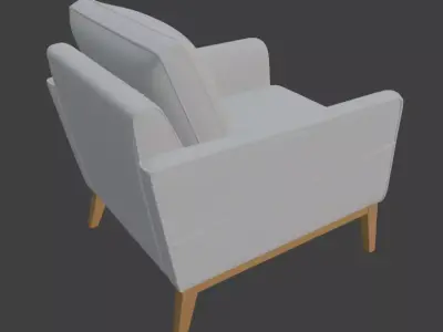 Gray Upholstered Armchair 3D Model 3D model