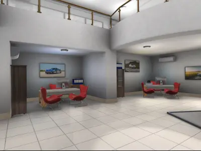 Realistic Car Garage Showroom Low-poly 3D model