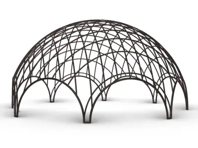 Octagonal Dome with Diagonal Wireframe Structure 3D model