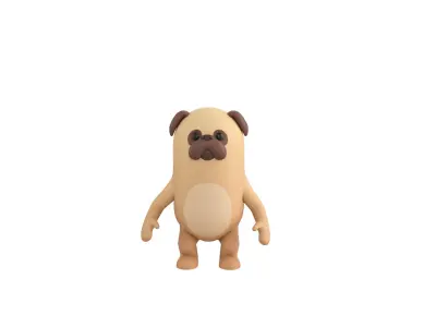 Rigged Pug Dog Character 3D model