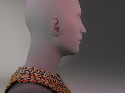 Ancient Egyptian Gold Necklace with Intricate Gemstone Inlays Low-poly 3D model