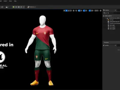 Portuguese Team Football Jersey full outfit Low-poly 3D model