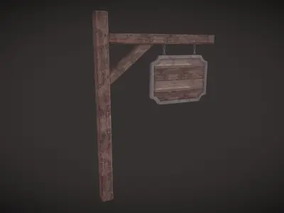 Low Poly Medieval Signboard Free low-poly 3D model