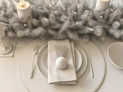 New Years table setting 3D model purchase