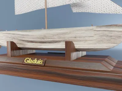 Wooden boat for decoration 3D model