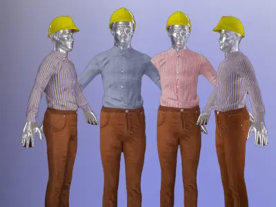 Rigged Construction Worker Engineer Uniform Low Poly GameReady Low-poly 3D model