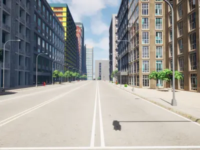 City Downtown Skyscraper Street - Unreal - Lot 08 Low-poly 3D model