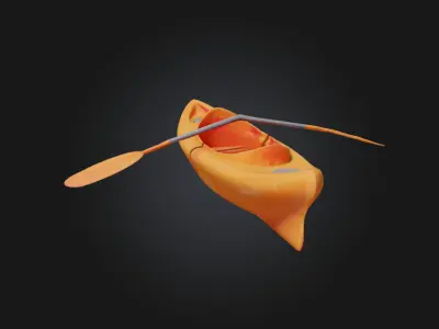 Orange Kayak Toy  Miniature Adventure on Water 3D model