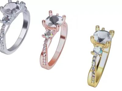 twisted solitaire ring 3D print model