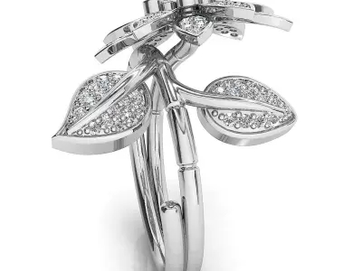 Fancy flower ring  Free 3D print model