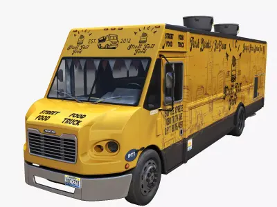 Street foodtruck Freightliner MT55 Low-poly 3D model