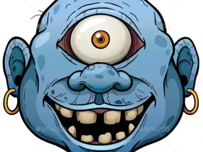 Blue One-Eyed Monster Head 3D Model 3D print model