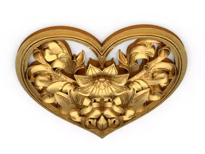 Heart decorative ornament onlay cnc 3d printing stl 04  3D print model