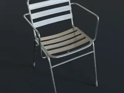 Stackable Stainless Steel Chair Low-poly 3D model