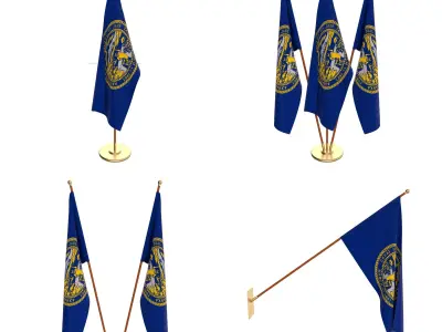 Nebraska Flag Pack 3D model