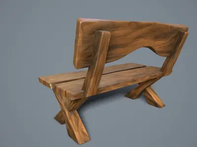 cartoon bench Free low-poly 3D model
