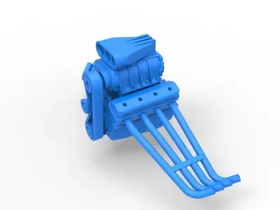 Engine of Vintage Funny Car Scale 1 to 25 3D print model