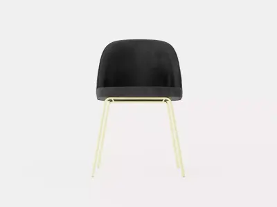 Felipe Dining Chair Velvet Gray Brass Low-poly 3D model